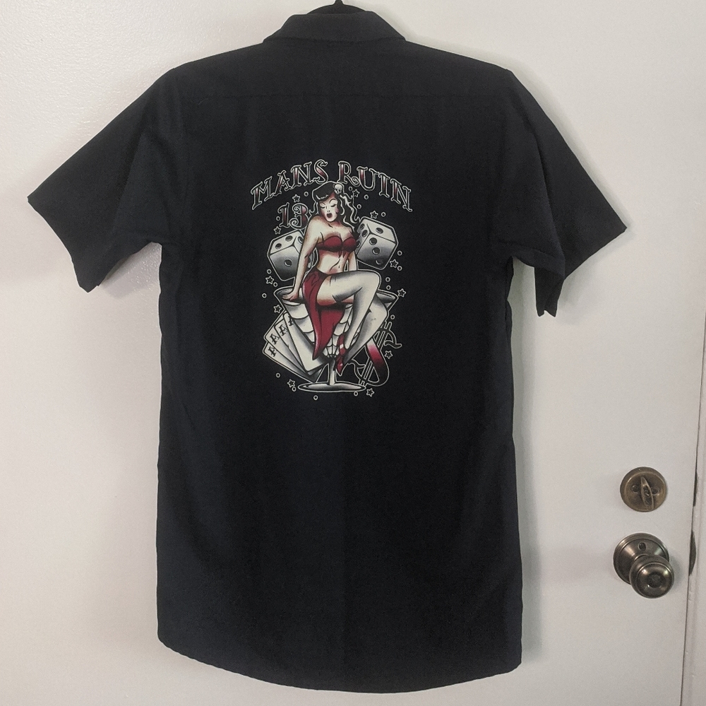 Lucky 13 Man's Ruin Sin Rockabilly Button Shirt S
